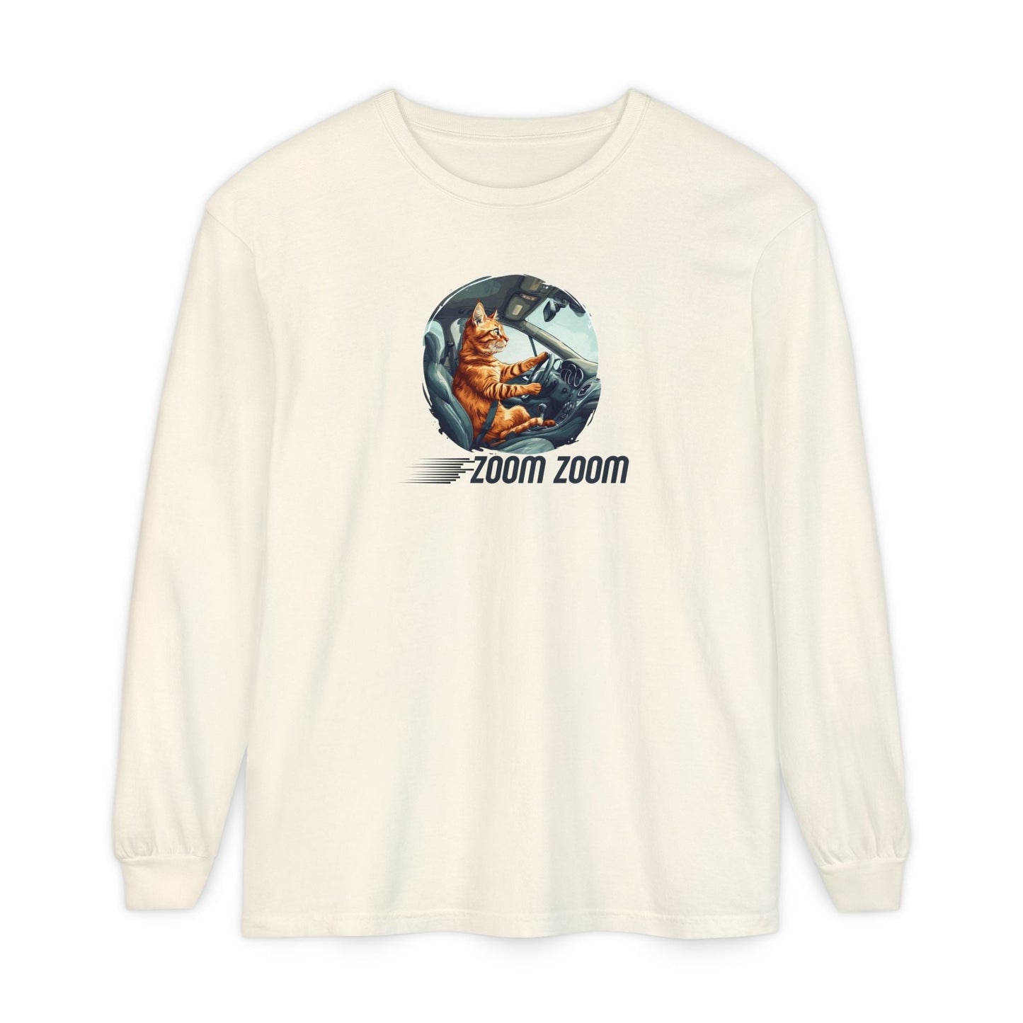 Zoom Zoom Cat Long Sleeve Tee | Funny Driving Cat Shirt