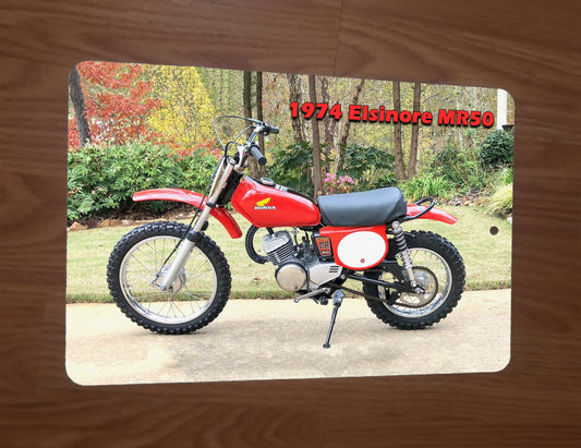 1974 Elsinore MR50 Dirt Bike Motocross Motor Cycle Photo 8x12 Metal Wall Sign