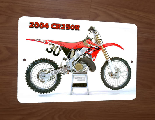 2004 Honda CR250R Motocross Dirt Bike Motor Cycle Photo x12 Metal Wall Sign Garage Poster