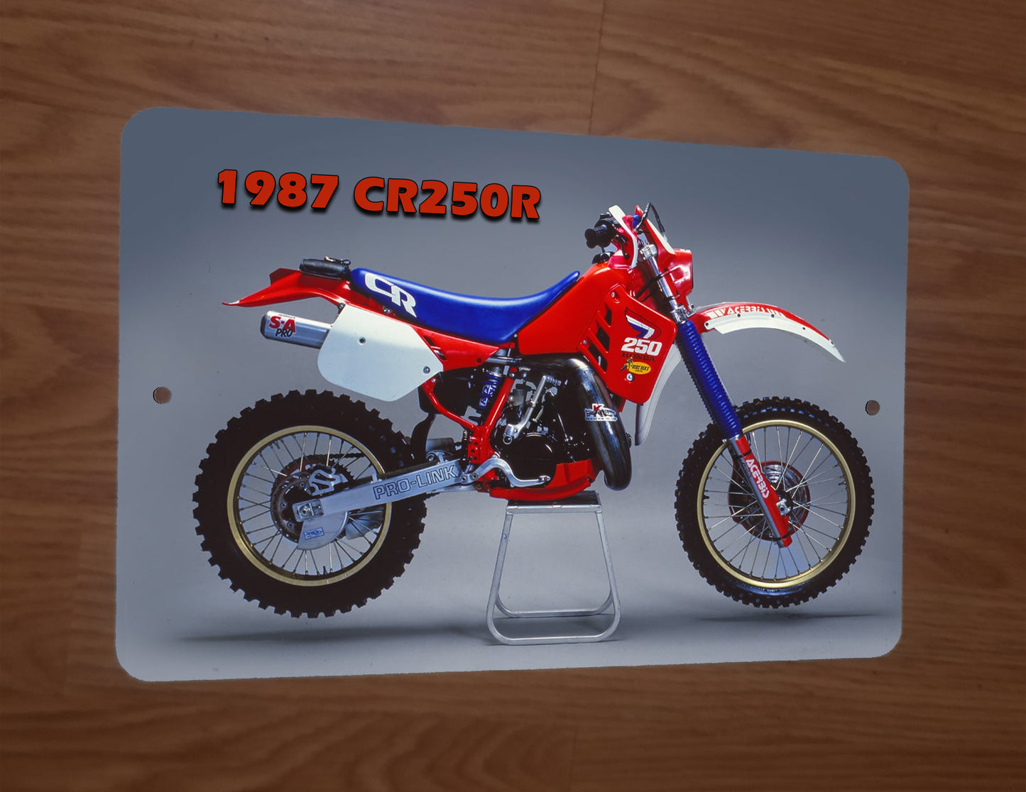 1987 Honda CR250R Dirt Bike Motocross Motorcycle Photo 8x12 Metal Wall Sign Garage Poster