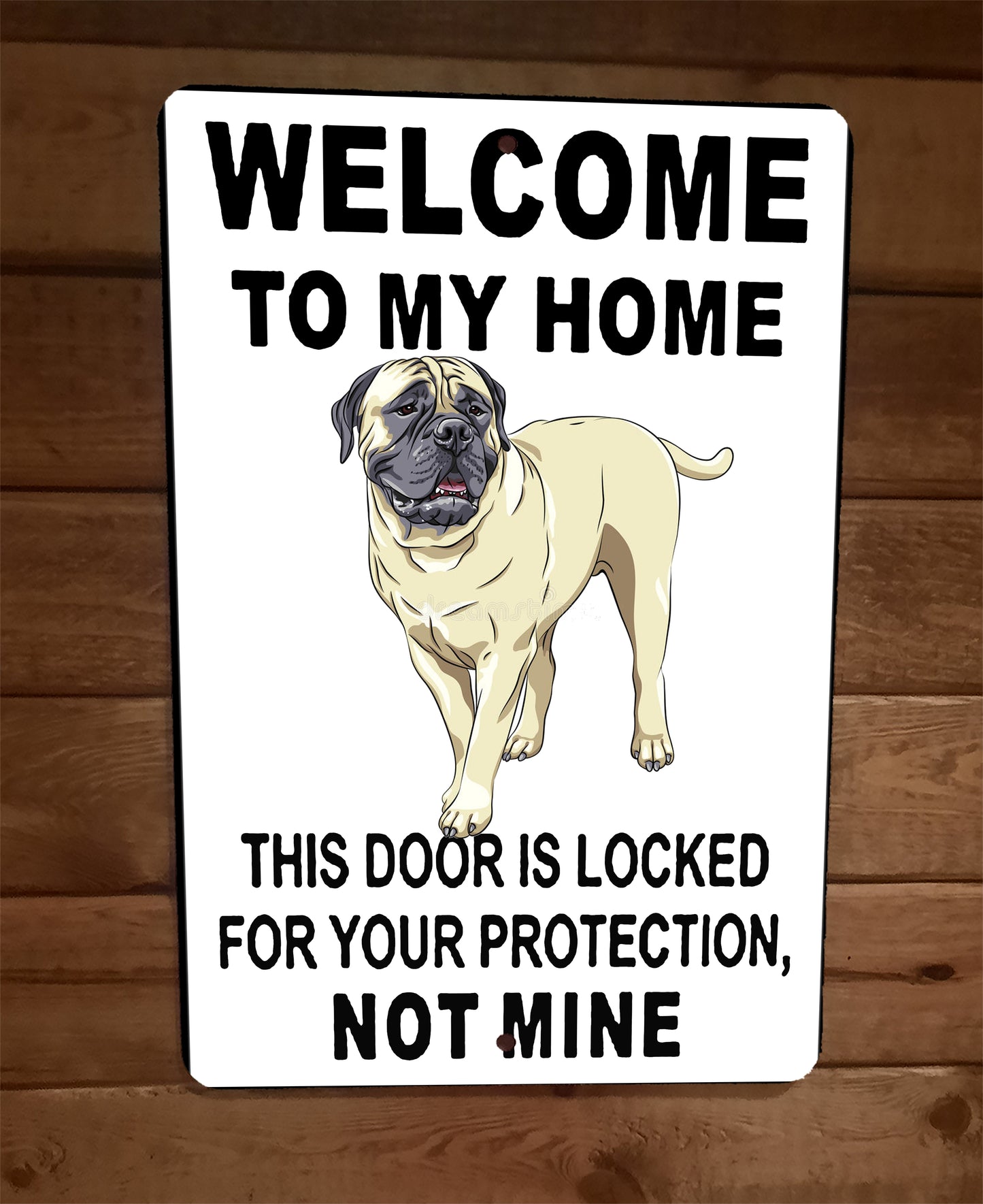 Door is Locked for Your Protection Bullmastiff Dog 8x12 Metal Wall Animal Sign