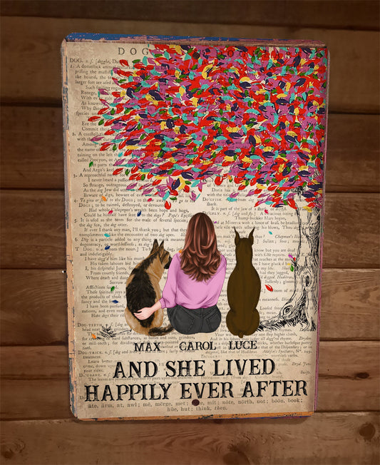 And She Lived Happily Ever After Books Dogs 8x12 Metal Wall Sign