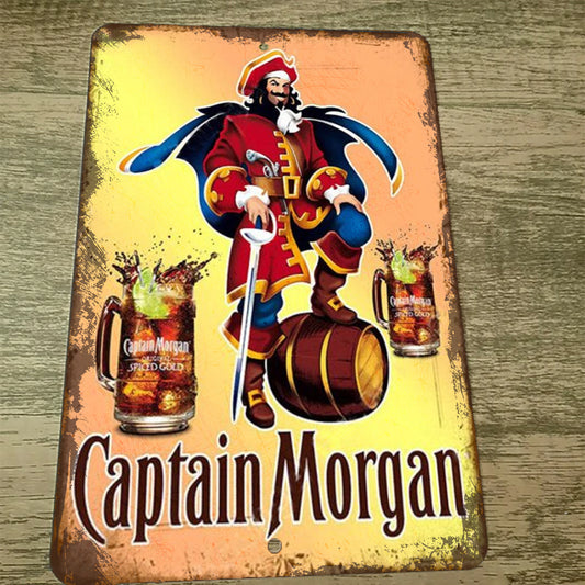 Captain Morgan Vintage Look Spiced Rum Liquor Alcohol Ad 8x12 Metal Wall Bar Sign