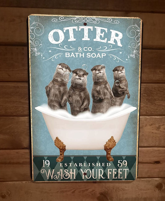 Otter Bath Soap 8x12 Metal Wall Sign Animal Poster