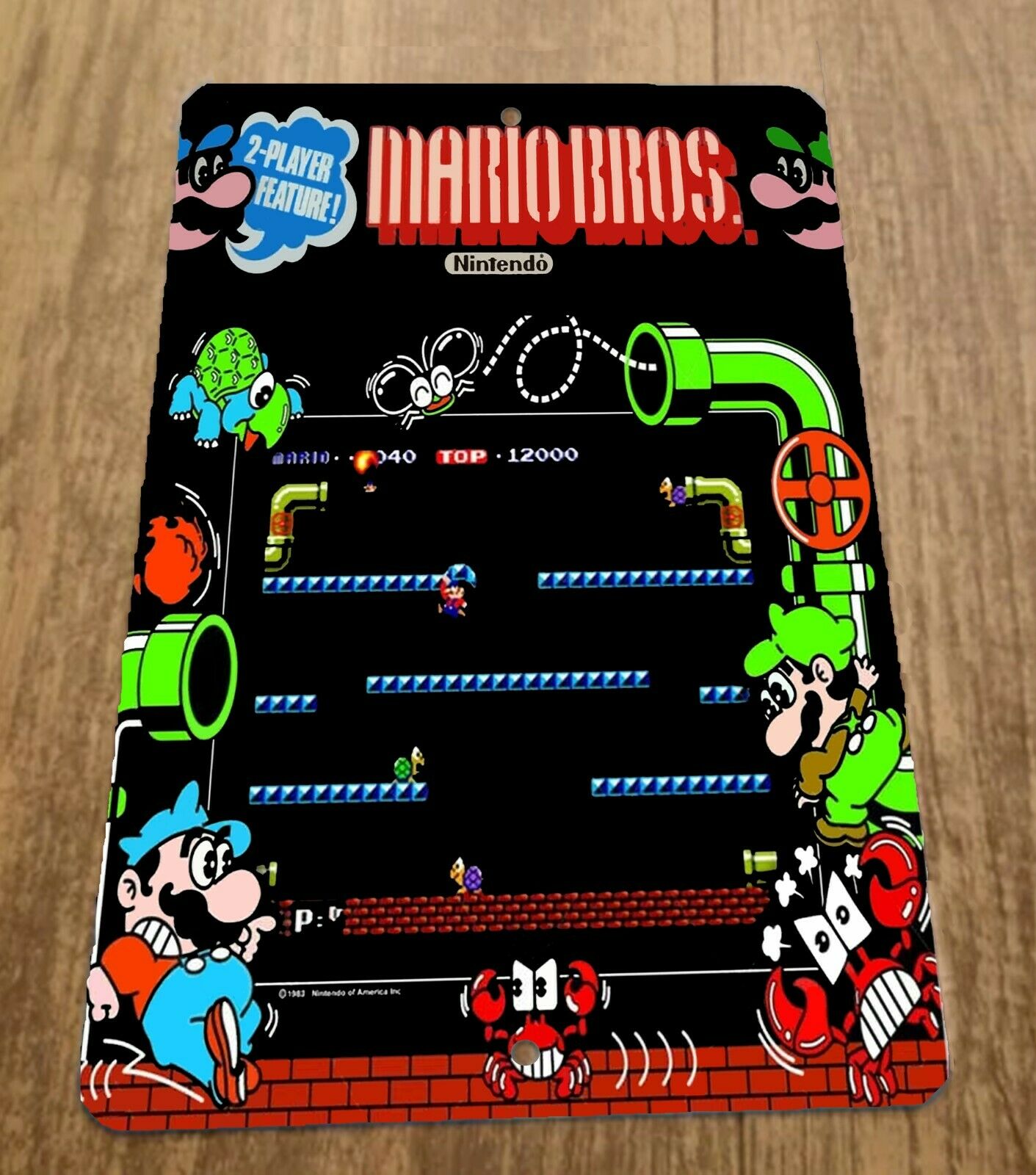 Classic Original Mario Bros Arcade 8x12 Metal Wall Sign Retro 80s Video Game