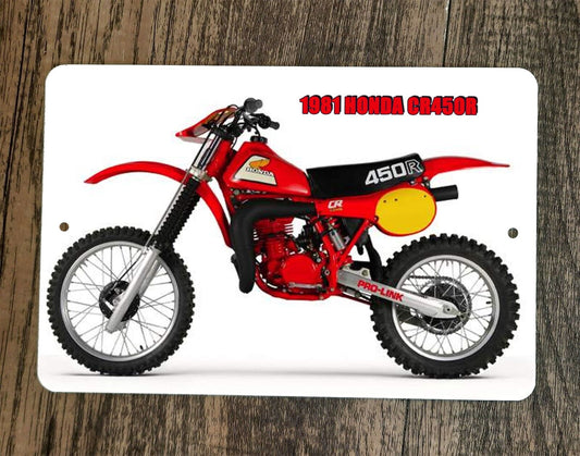 1981 Honda CR450R Dirt Bike Motorcycle 8x12 Metal Wall Sign Motocross Poster