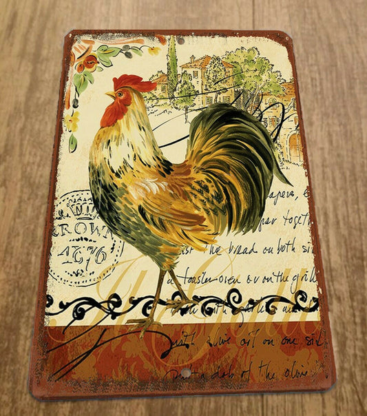 Antique Vintage Look Farm Rooster 8x12 Metal Wall Animal Sign