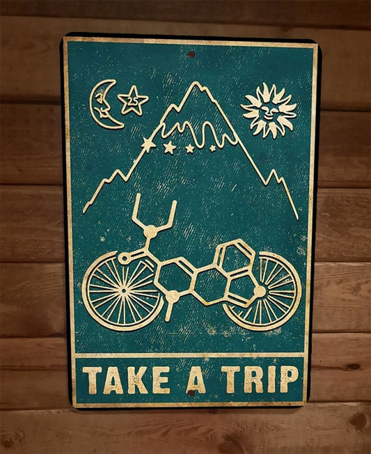 Take a Trip Bicycle Mountain Scenery 8x12 Metal Wall Sign Poster