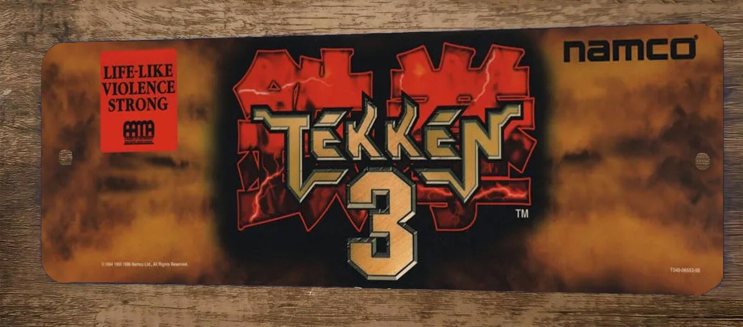 Tekken 3 Arcade 4x12 Metal Wall Video Game Marquee Banner Sign