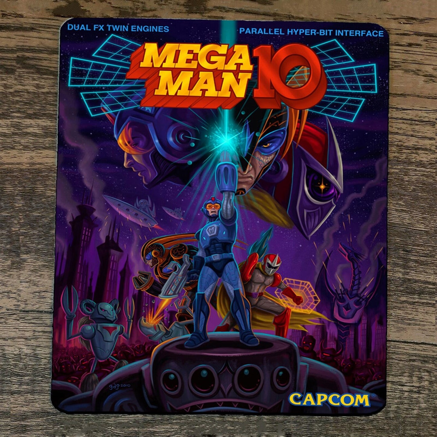 Mouse Pad Mega Man 10 Classic Arcade Video Game NES Box Cover
