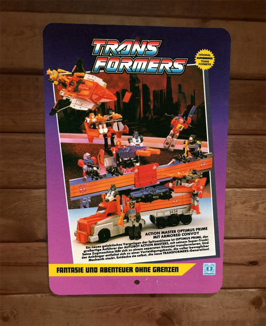 German Optimus Prime Convoy Ad Transformers Toy 8x12 Metal Wall Sign Retro 80s