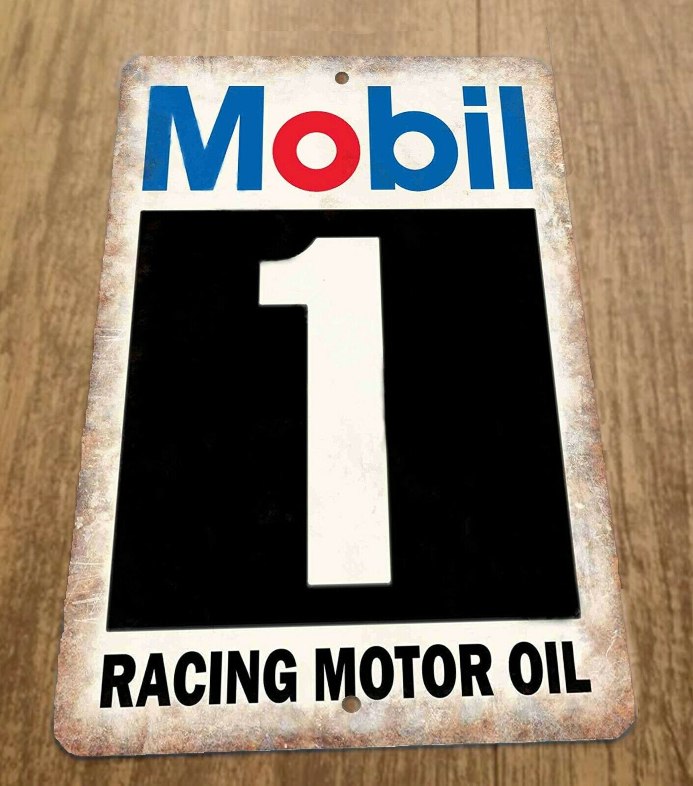 Vintage Mobil 1 Motor Racing Oil 8x12 Metal Wall Sign