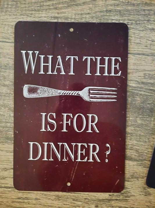 What The Fork Is For Dinner Funny Kitchen Quote 8x12 Metal Wall Sign Misc Poster