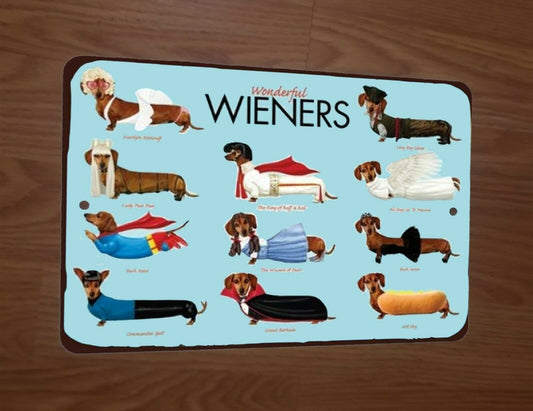 Wonderful Wieners Cute Dachshund Dogs 8x12 Metal Wall Animal Sign