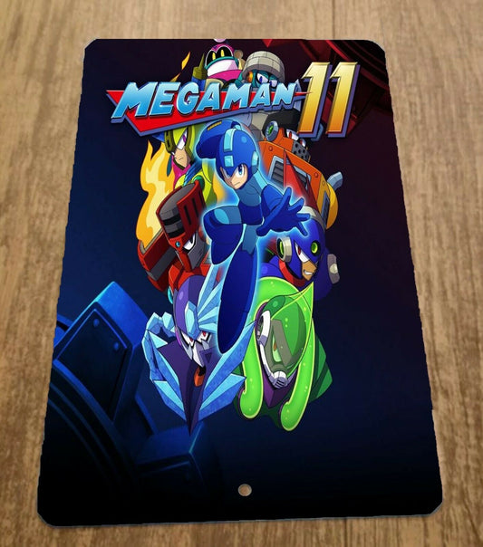 Mega Man 11 Video Game Artwork  Megaman 8x12 Metal Wall Sign Retro 80s Arcade
