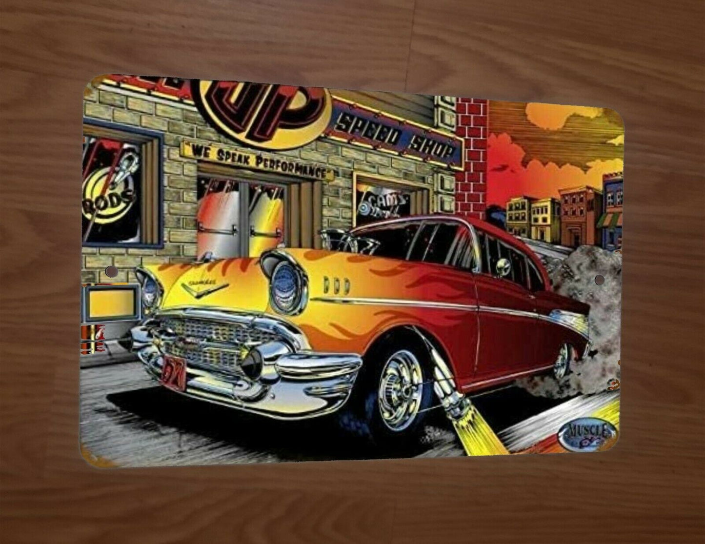 Classic Hot Rod Speed Shop Artwork Cartoon 1950s Gasser 8x12 Metal Wall Car Sign Garage Poster