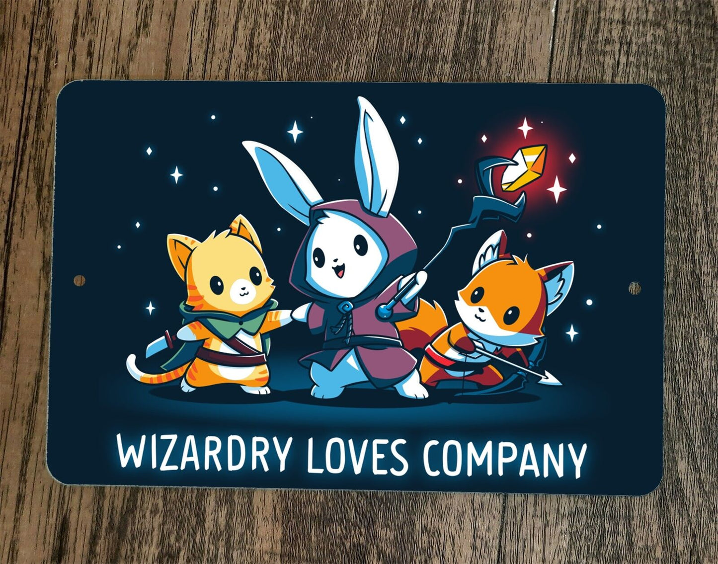 Wizardy Loves Company RPG Video Gamer Animals 8x12 Metal Wall Sign Poster