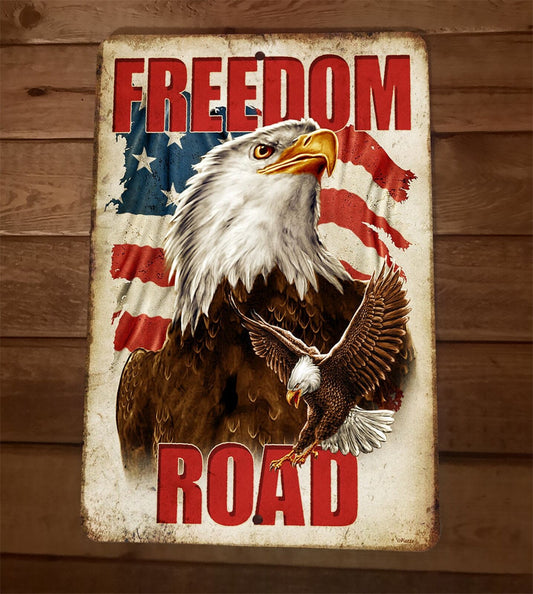 Freedom Road USA Flag Eagle Military 8x12 Metal Wall Sign