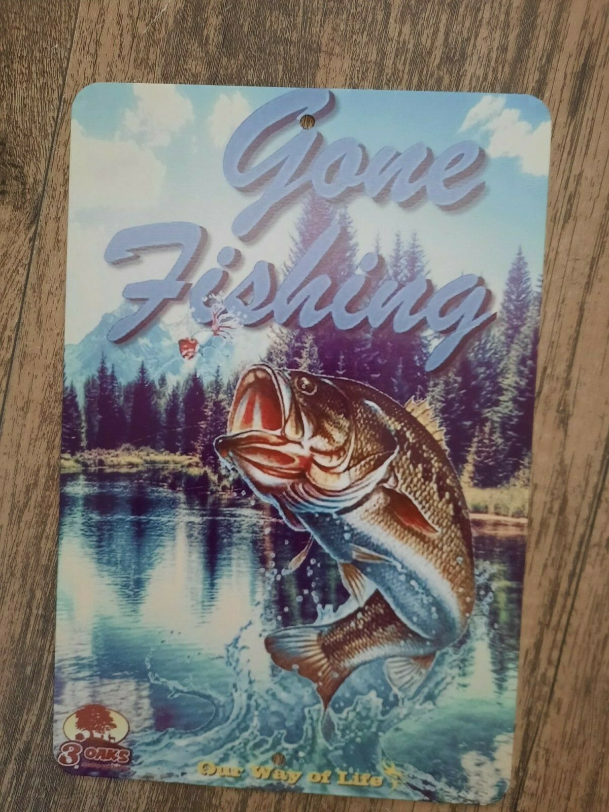 Gone Fishing Wildlife Sporting 8x12 Metal Wall Sign Sports Great Outdoors