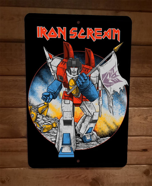 Iron Scream Transformers Maiden Parody 8x12 Metal Wall Sign