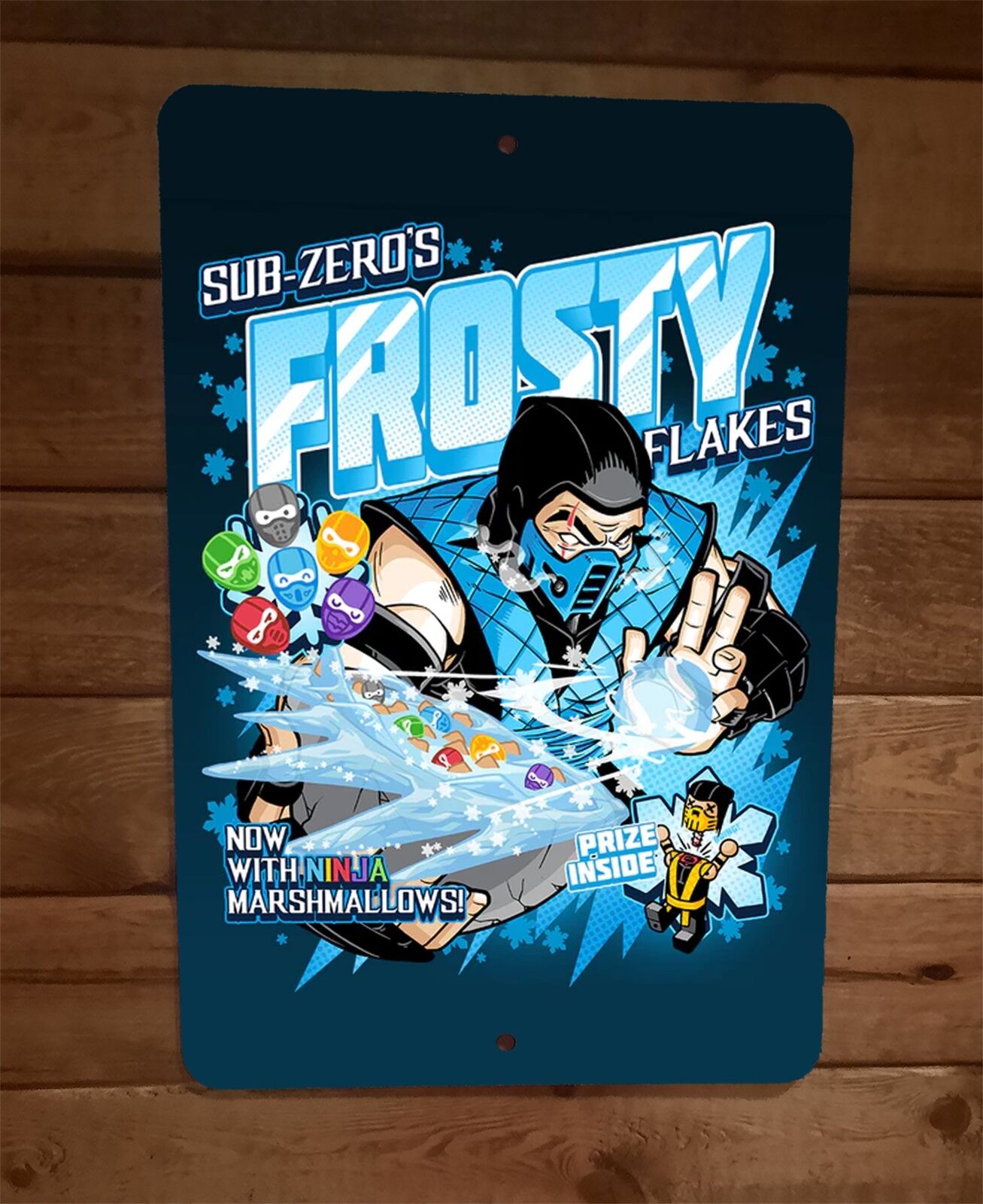 Sub Zeros Frosty Flakes Cereal Funny Mortal Kombat Parody 8x12 Metal Wall Sign