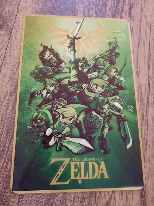 The Legend of Zelda Green Collaboration 8x12 Metal Wall Sign Retro 80s