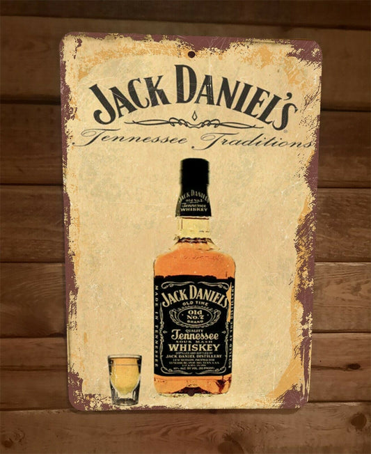 Vintage Look Jack Daniels JD Liquor Ad Tennessee Traditions 8x12 Metal Wall Bar Sign