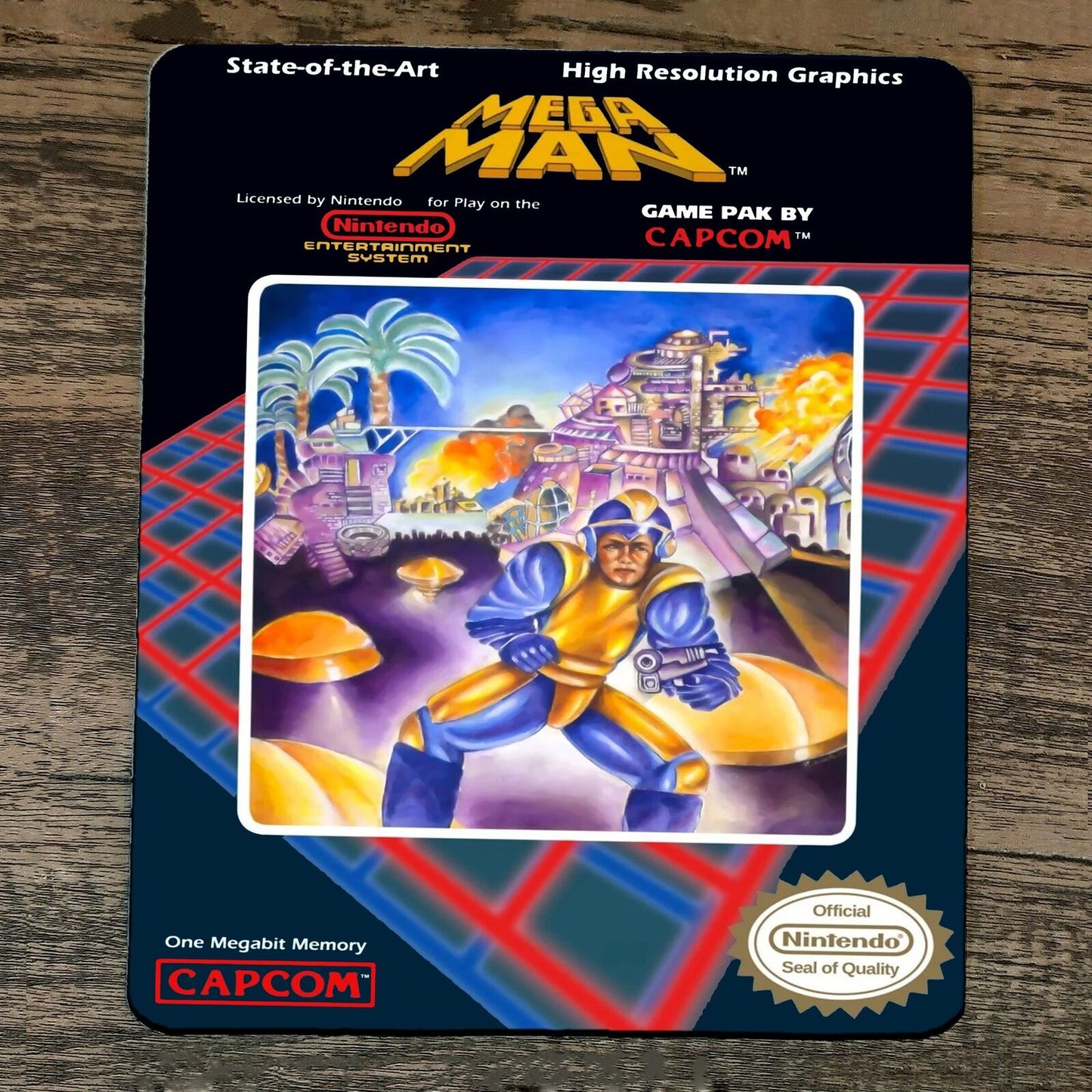 Mouse Pad Mega Man Classic Arcade Video Game NES Box Cover