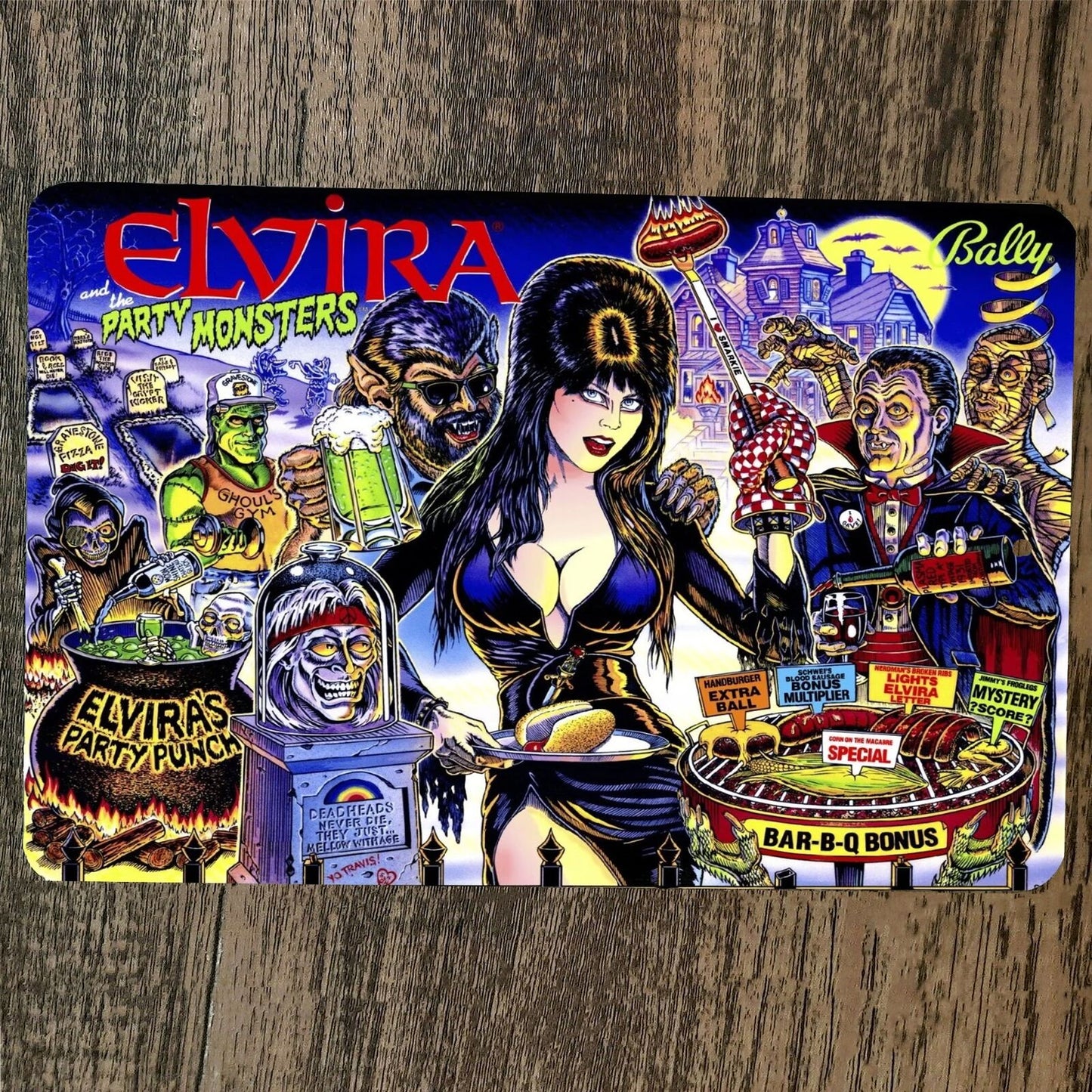 Elvira and the Party Monsters 8x12 Metal Wall Sign Video Game Poster