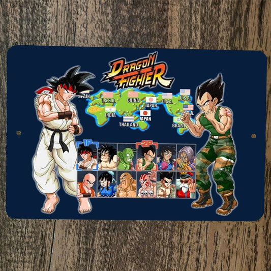 Dragon Street Fighter Ball Z 8x12 Metal Wall Anime Video Game Sign
