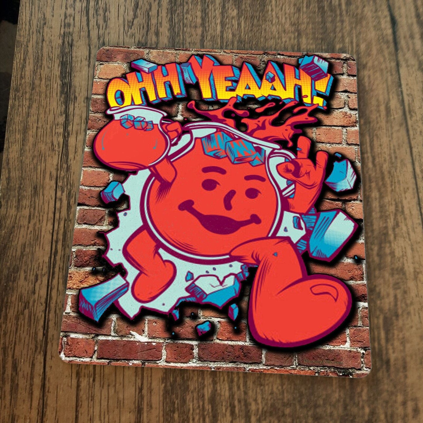Kool Aid Man Busting Thru Brick Wall Ohh Yeah Mouse Pad – Sign Junky