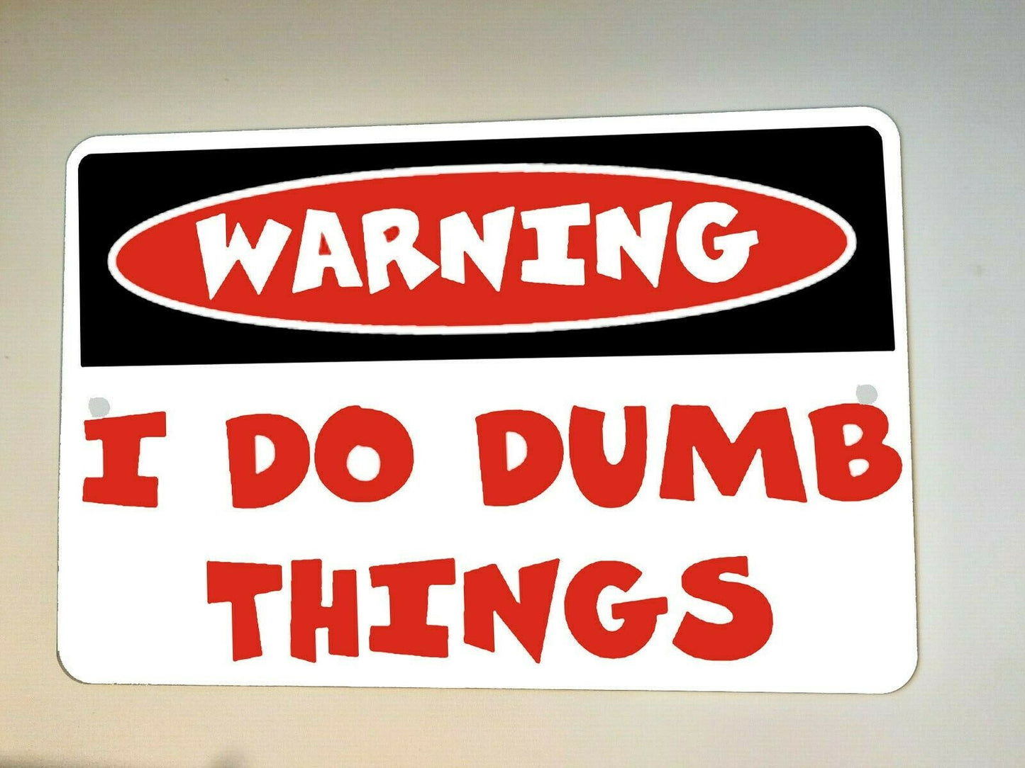 WARNING I Do Dumb Things 8x12 Metal Wall Sign