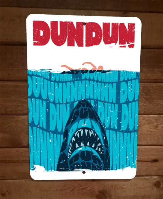 DunDun Jaws Shark 8x12 Metal Wall Sign