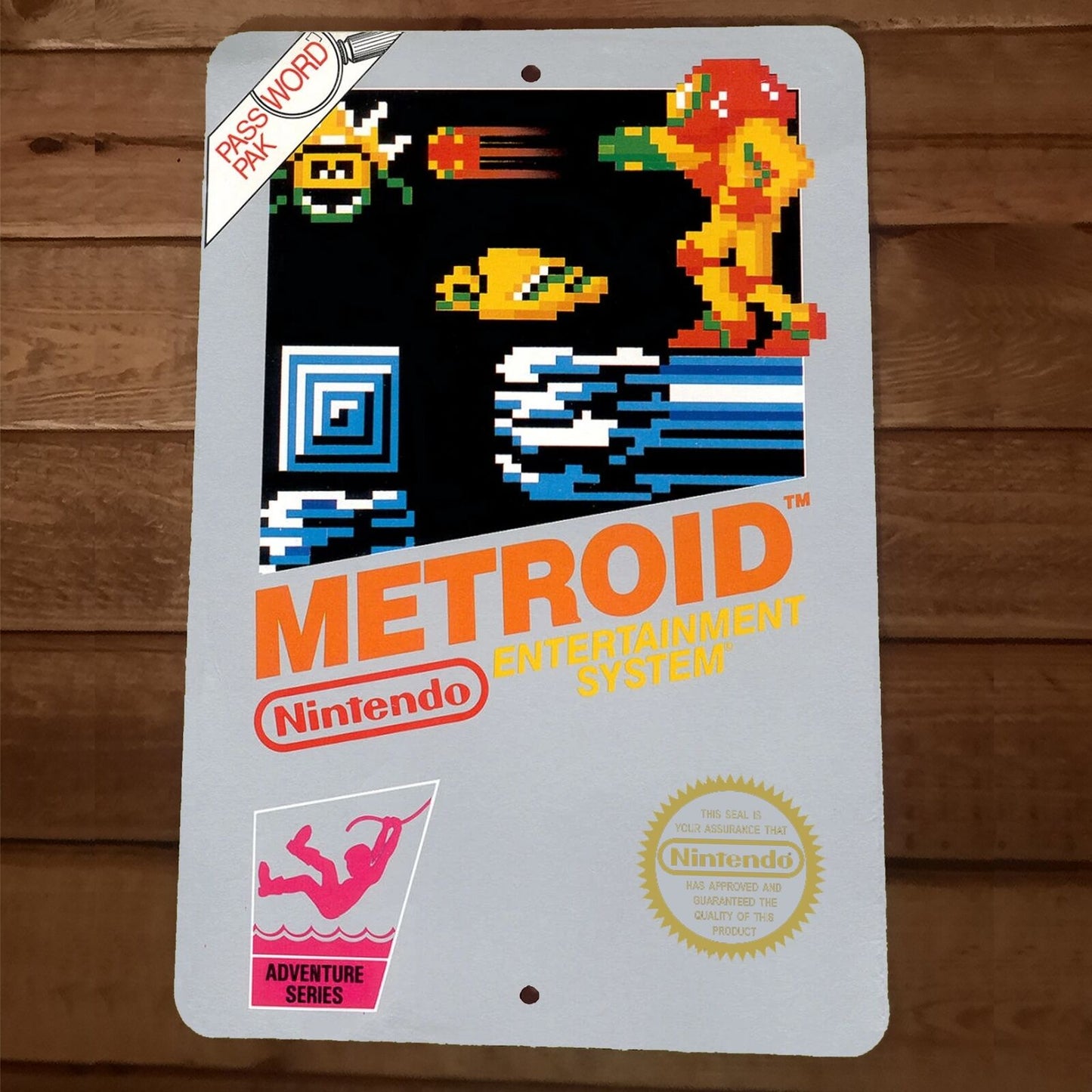 Metroid NES Box Cover 8x12 Metal Wall Video Game Sign Poster