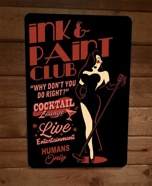 Ink Paint Club Jessica Rabbit 8x12 Metal Wall Sign Poster Who Framed Roger