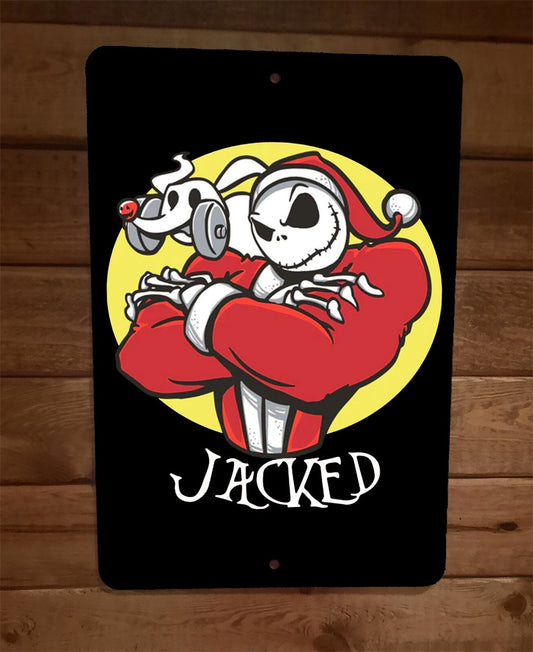 Jacked Swole Skellington Jack Christmas Xmas 8x12 Metal Wall Sign Poster