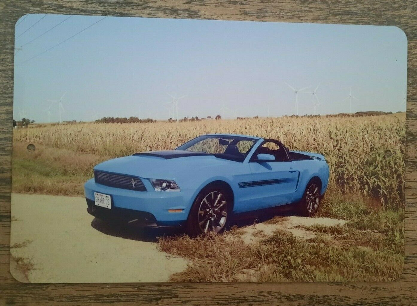 Cool Blue Convertible Mustang 8x12 Metal Wall Car Sign Garage Poster