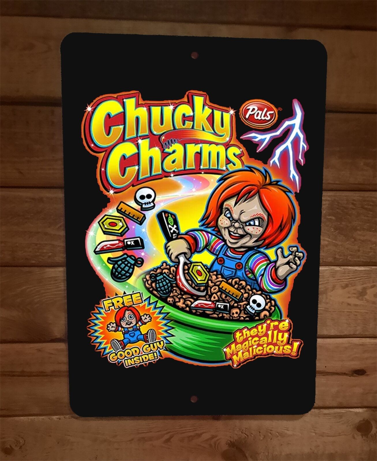 Lucky Chucky Charms Good Guy Childs Play Cereal Parody 8x12 Metal Wall Sign