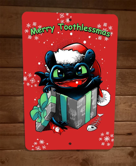 Merry Toothlessmas Christmas Train Your Dragon Xmas 8x12 Metal Wall Sign Poster