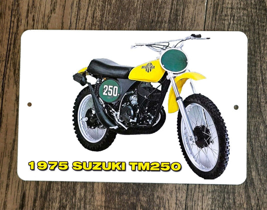 1975 Suzuki TM25 Dirt Bike Motocross Motorcycle 8x12 Metal Wall Garage Sign