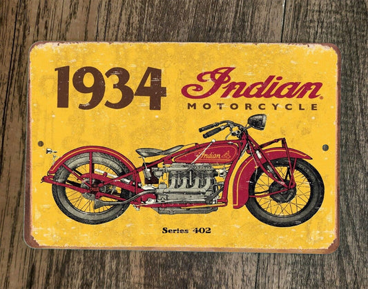 1934 Series 402 Indian Motorcycle 8x12 Metal Wall Sign Poster