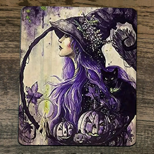 Mouse Pad Witch with Purple Hair