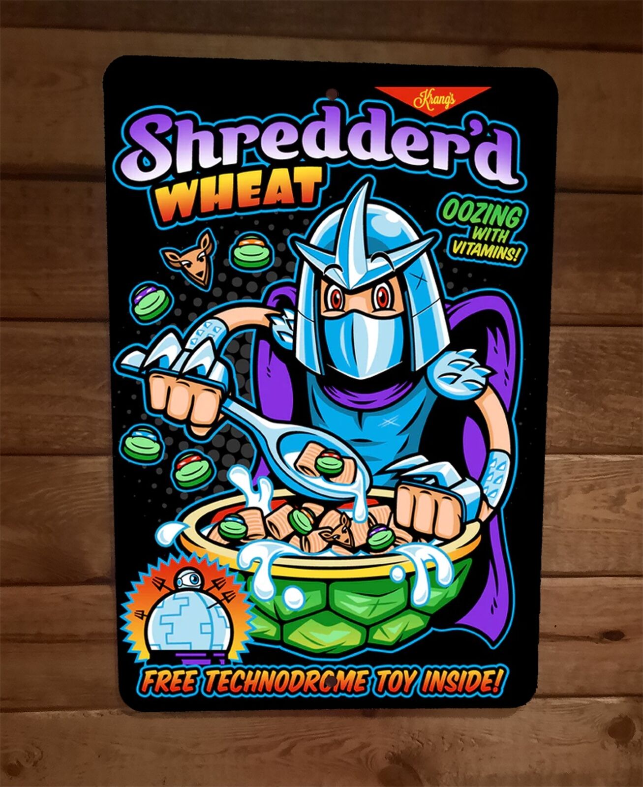 Shredderd Wheat Cereal Funny TMNT Ninja Turtles Parody 8x12 Metal Wall Sign