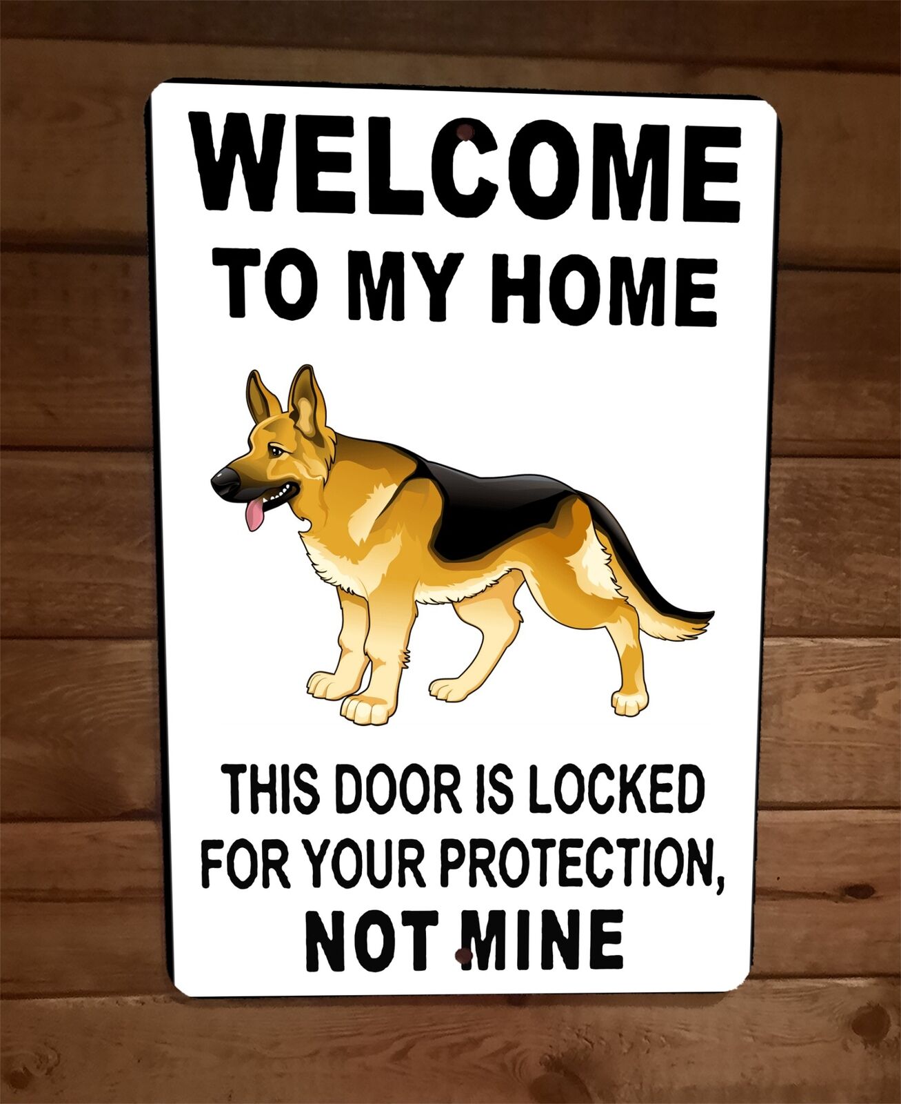 Door is Locked for Your Protection German Shepherd Dog 8x12 Wall Animal Sign