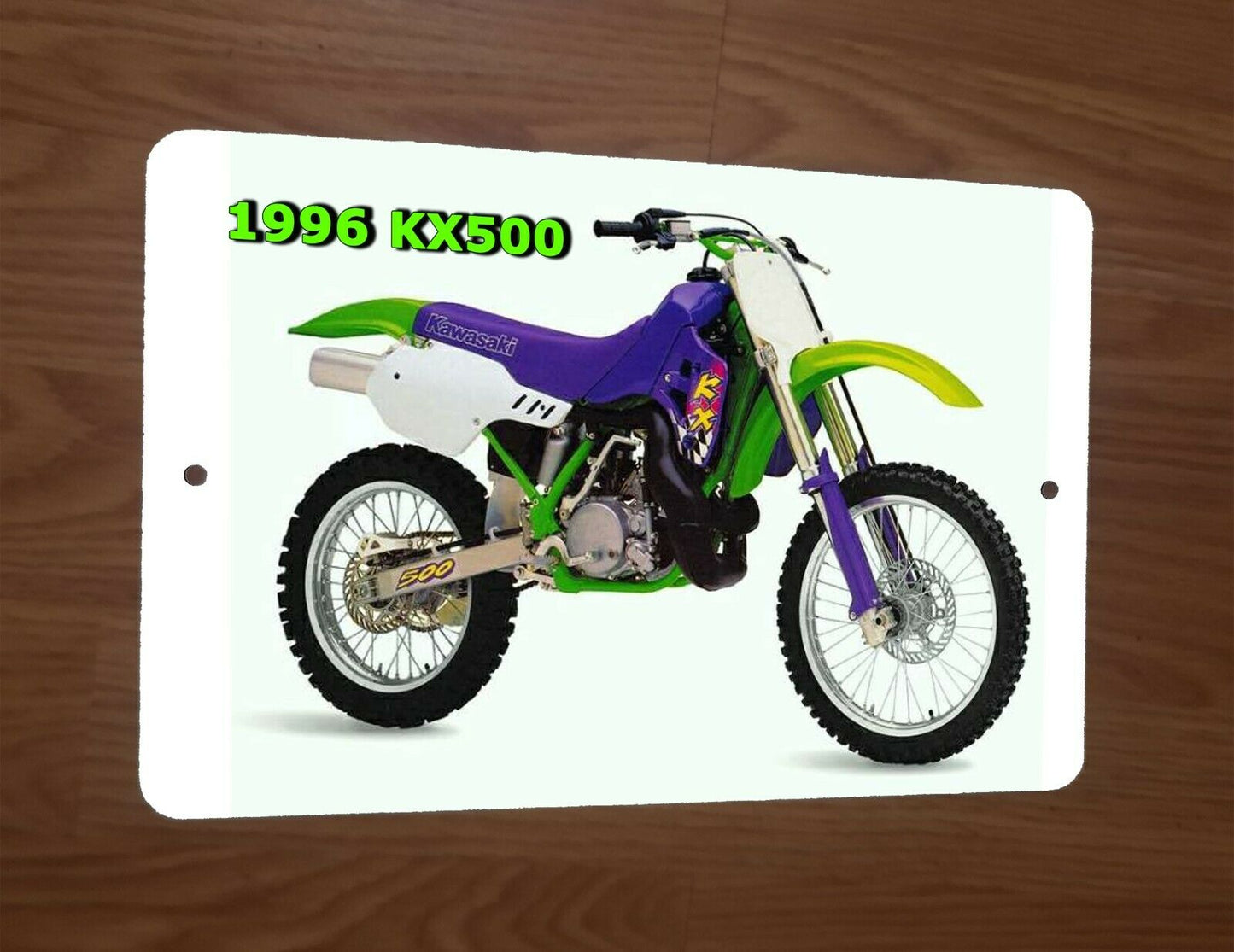 1996 Kawasaki KX500 Motocross Motorcycle Dirt Bike Photo 8x12 Metal Wall Sign Garage Poster