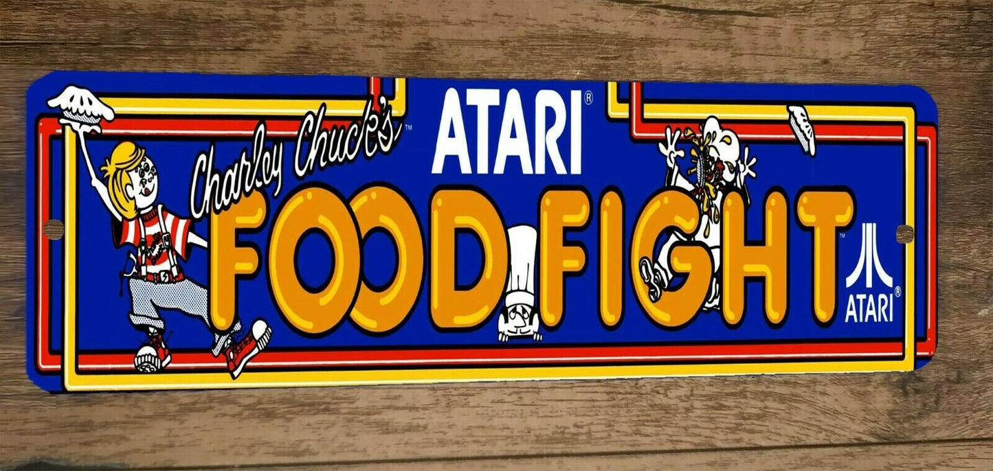 Food Fight Classic Arcade Marquee Banner 4x12 Metal Wall Sign Retro 80s Video Game