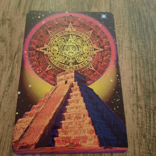 Mayan Pyramid Misc Poster Style 8x12 Metal Wall Sign