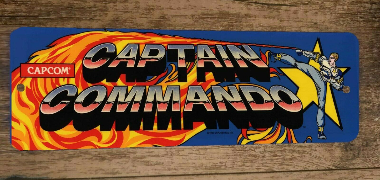 Captain Commando Video Game Arcade 4x12 Metal Wall Sign Marquee Banner Retro 80s