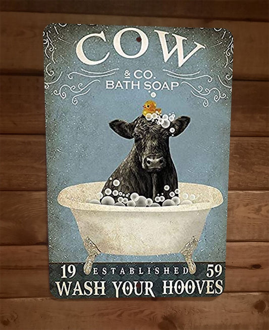 Cow Bath Soap 8x12 Metal Wall Sign Animal Poster #3