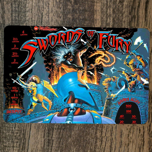 Swords of Fury 8x12 Metal Wall Sign Video Game Poster